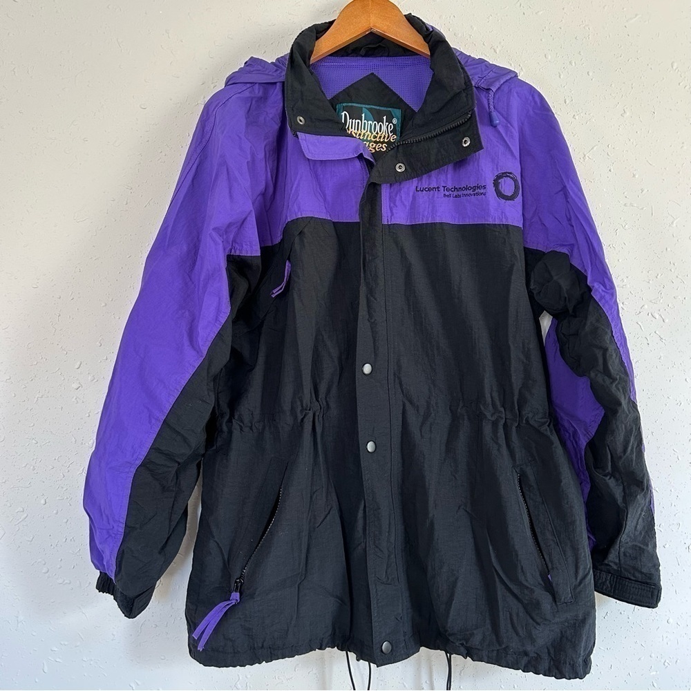 Vintage Retro Dunbrooke Purple Black 90s Y2K Windbreaker Coat Jacket Medium
